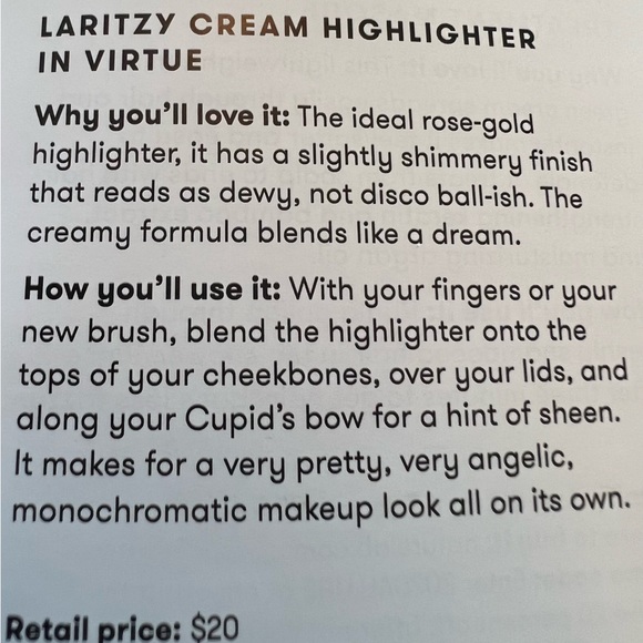 Laritzy Makeup Hp Nwt Laritzy Cream Hilighter In Virtue Rosegold With Slight Shimmer Poshmark